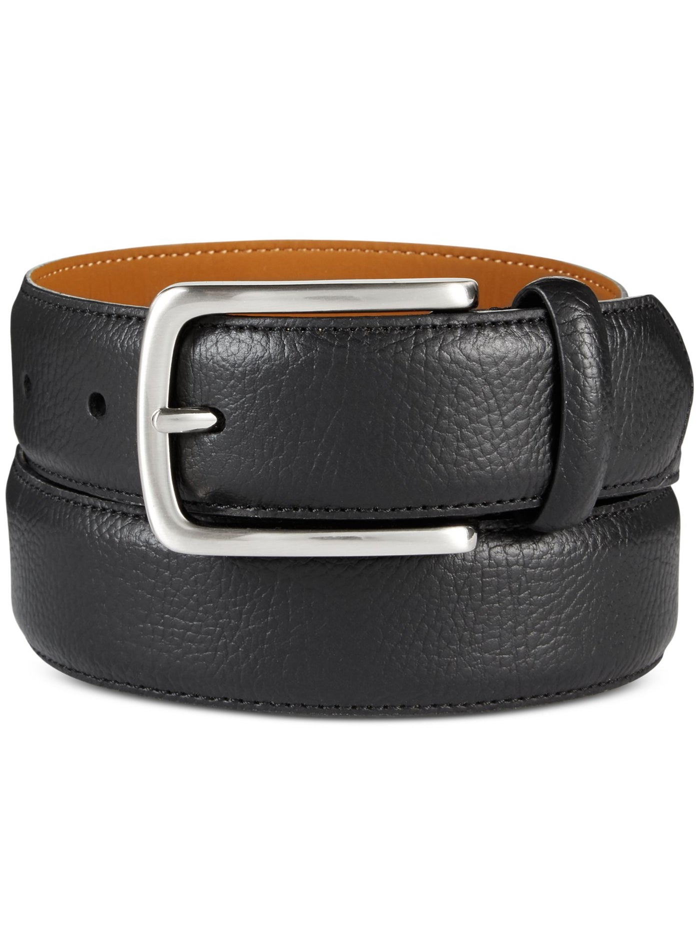 CLUBROOM Mens Black Pebble-Grain Faux Leather Casual Belt 32