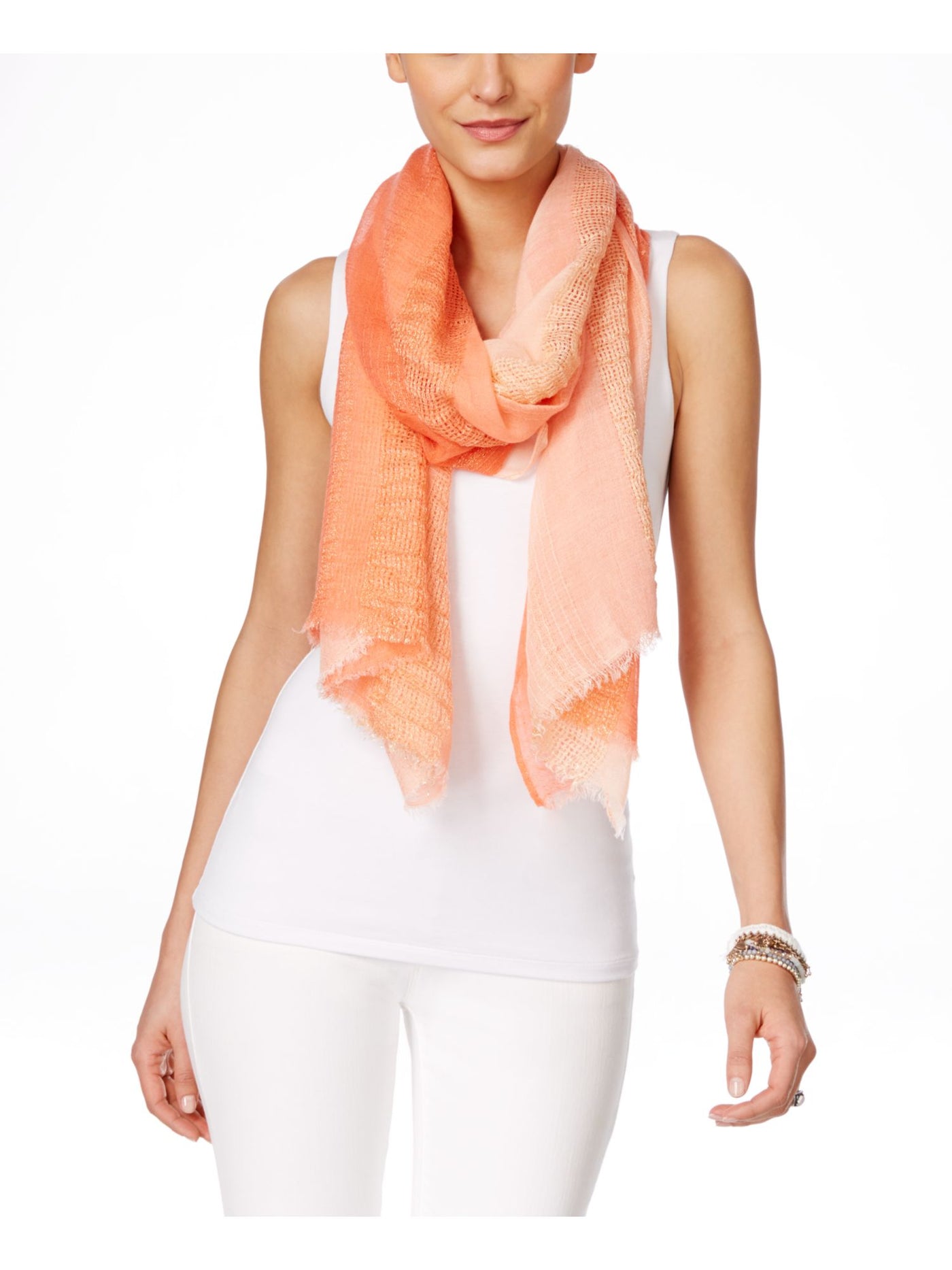 INC Womens Coral Lightweight Scarf