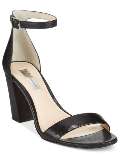 INC Womens Black Padded Adjustable Ankle Strap Kivah Round Toe Block Heel Buckle Dress Sandals 8.5 M