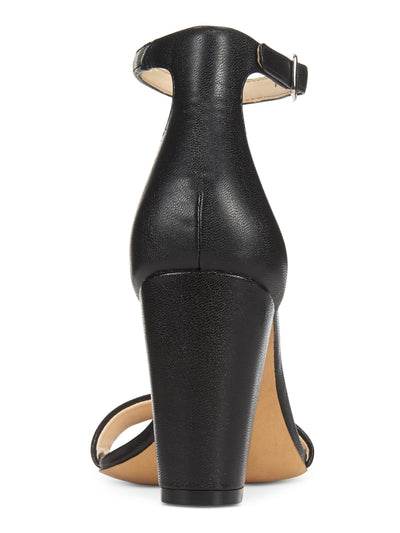 INC Womens Black Padded Adjustable Ankle Strap Kivah Round Toe Block Heel Buckle Dress Sandals 8.5 M