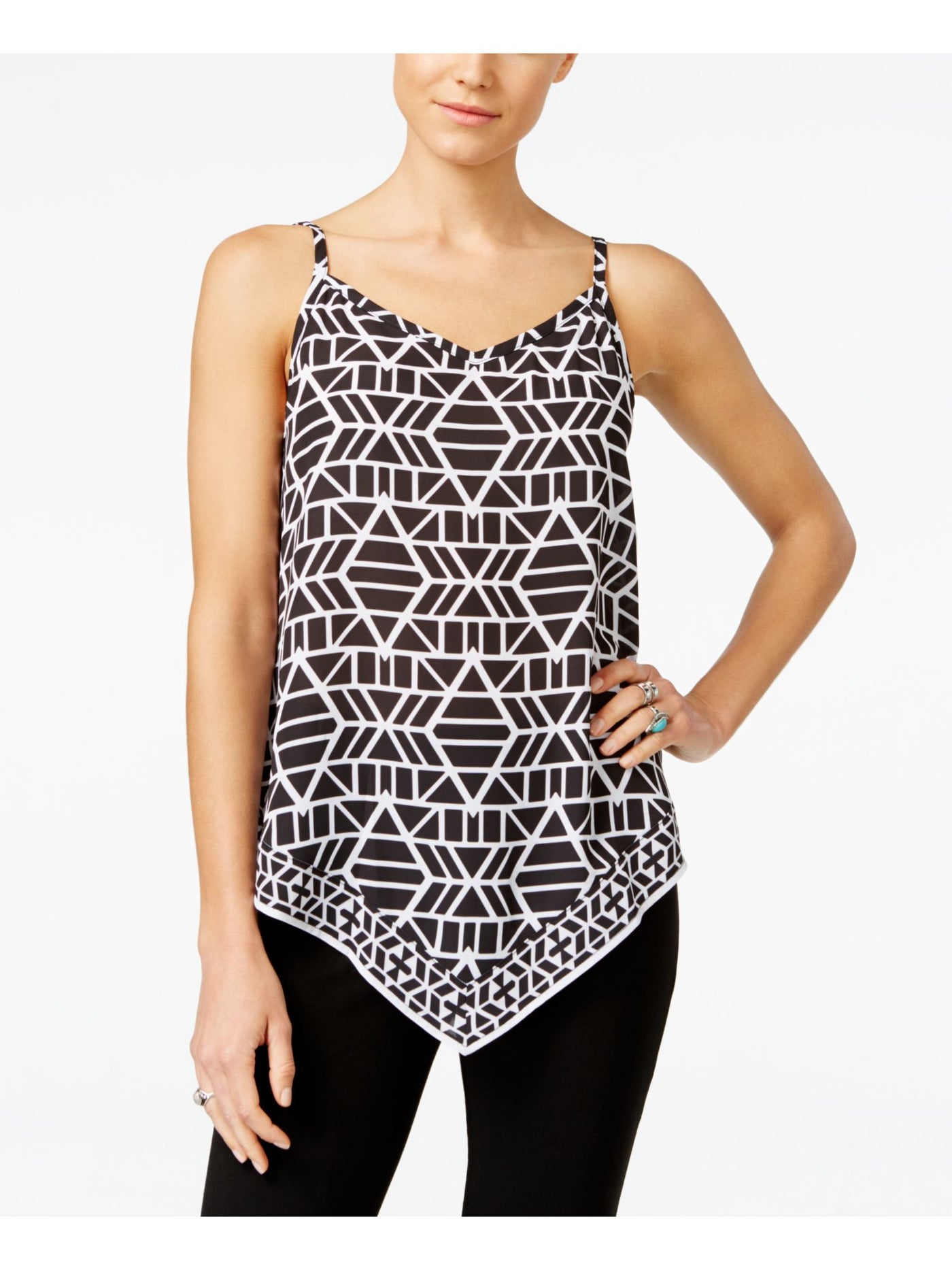 INC Womens Black Geometric Spaghetti Strap Scoop Neck Vest Top 4