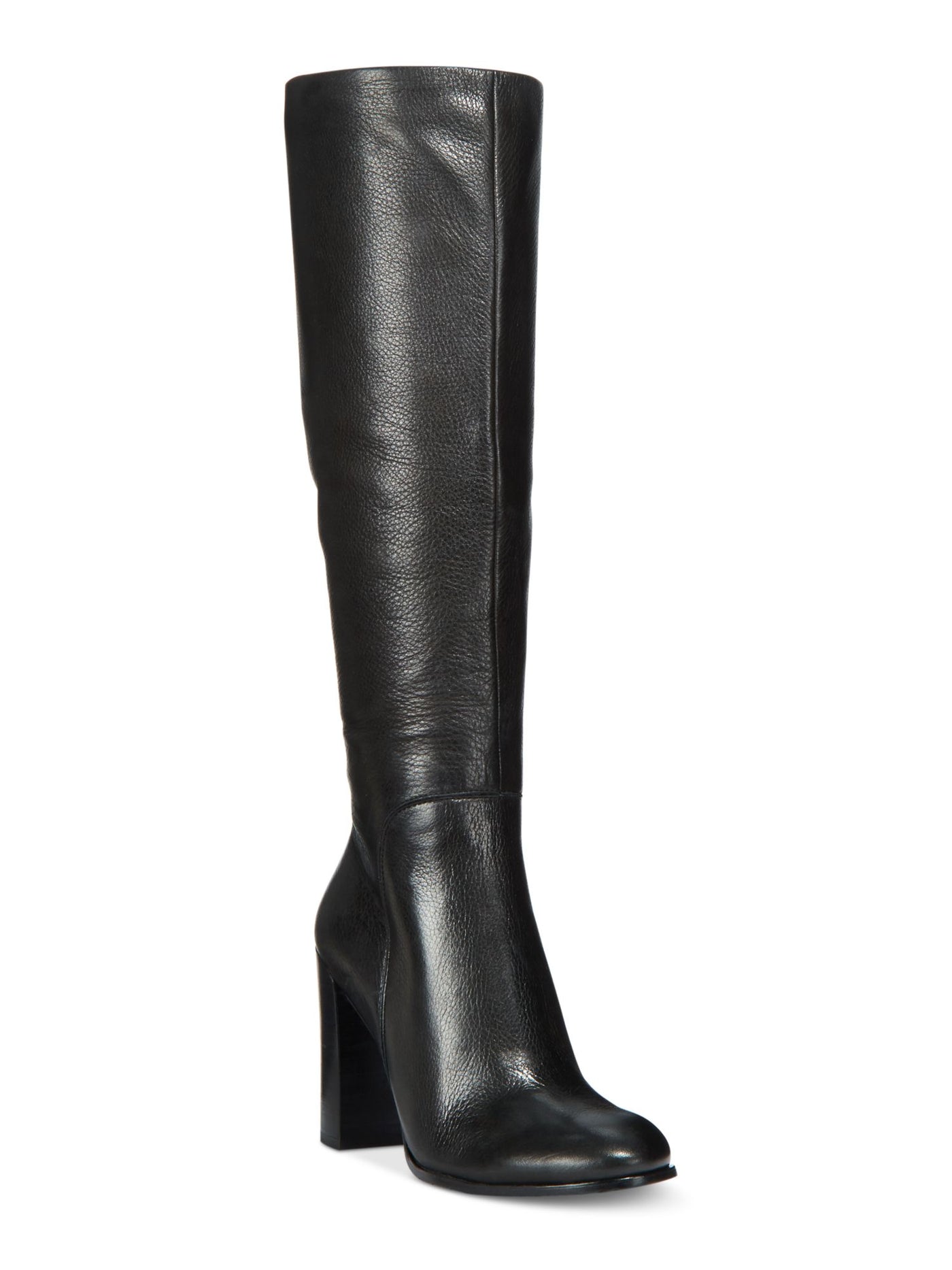 KENNETH COLE NEW YORK Womens Black Stretch Gore Padded Justin Round Toe Block Heel Zip-Up Leather Riding Boot 7.5 M