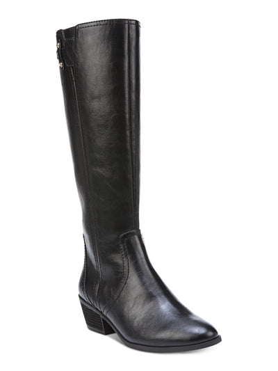 DR SCHOLLS Womens Black Strap Detail Buckle Accent Brilliance Almond Toe Block Heel Zip-Up Riding Boot 6 M