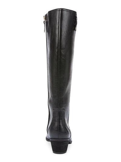 DR SCHOLLS Womens Black Strap Detail Buckle Accent Brilliance Almond Toe Block Heel Zip-Up Riding Boot 7.5 M