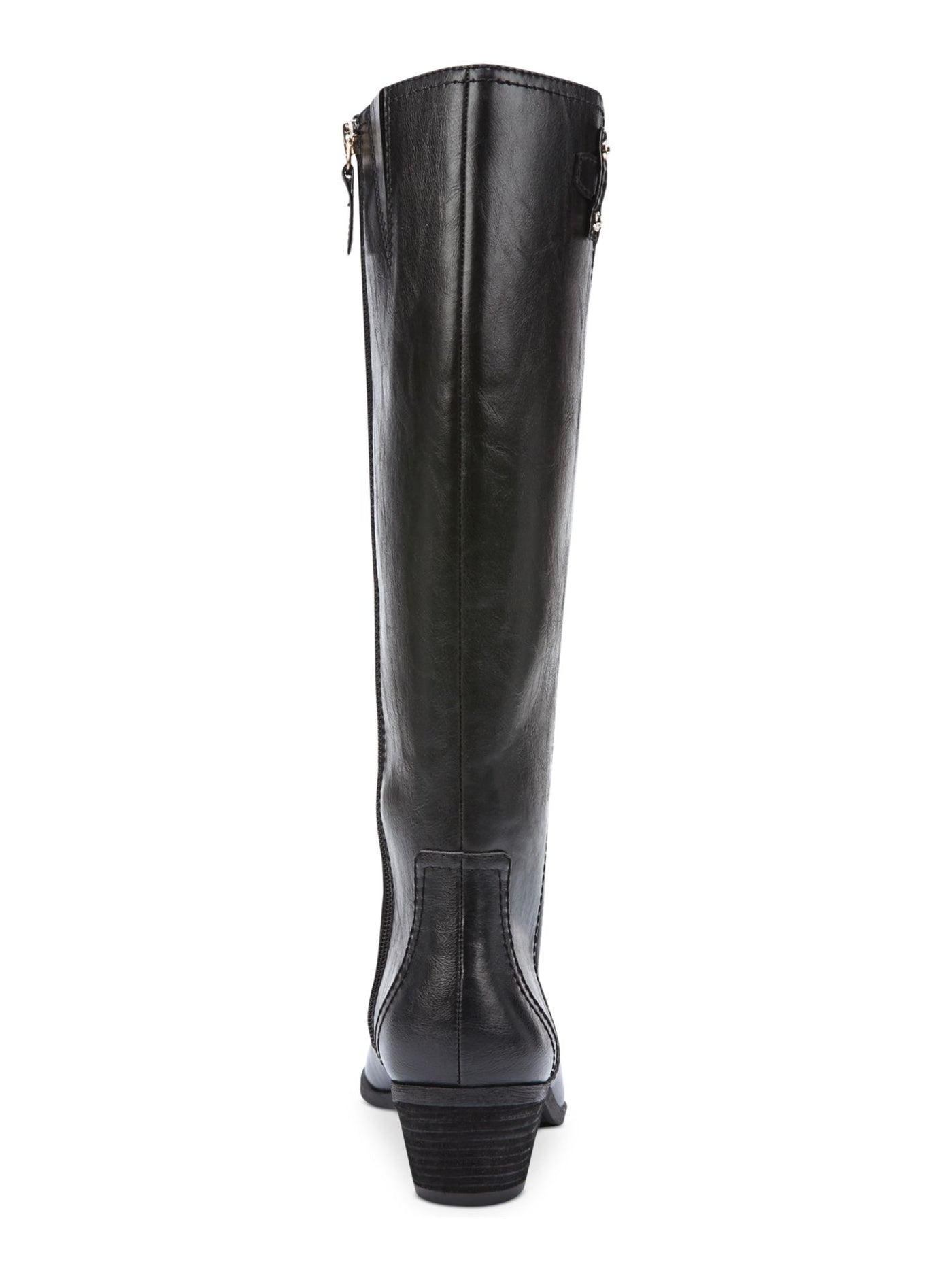 DR SCHOLLS Womens Black Strap Detail Buckle Accent Brilliance Almond Toe Block Heel Zip-Up Riding Boot 6.5 M