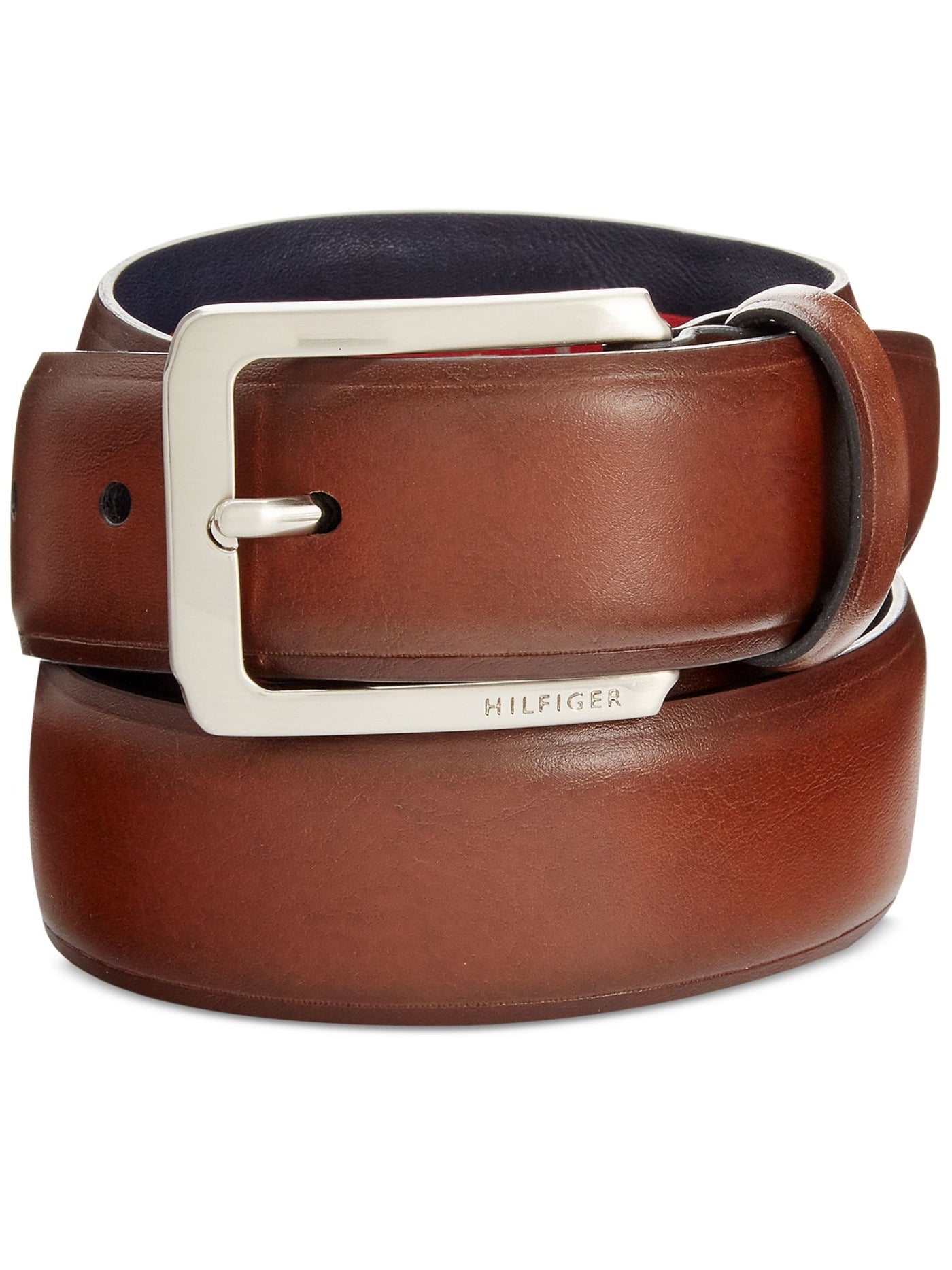 TOMMY HILFIGER Mens Brown Logo Leather Casual Belt 38 Waist