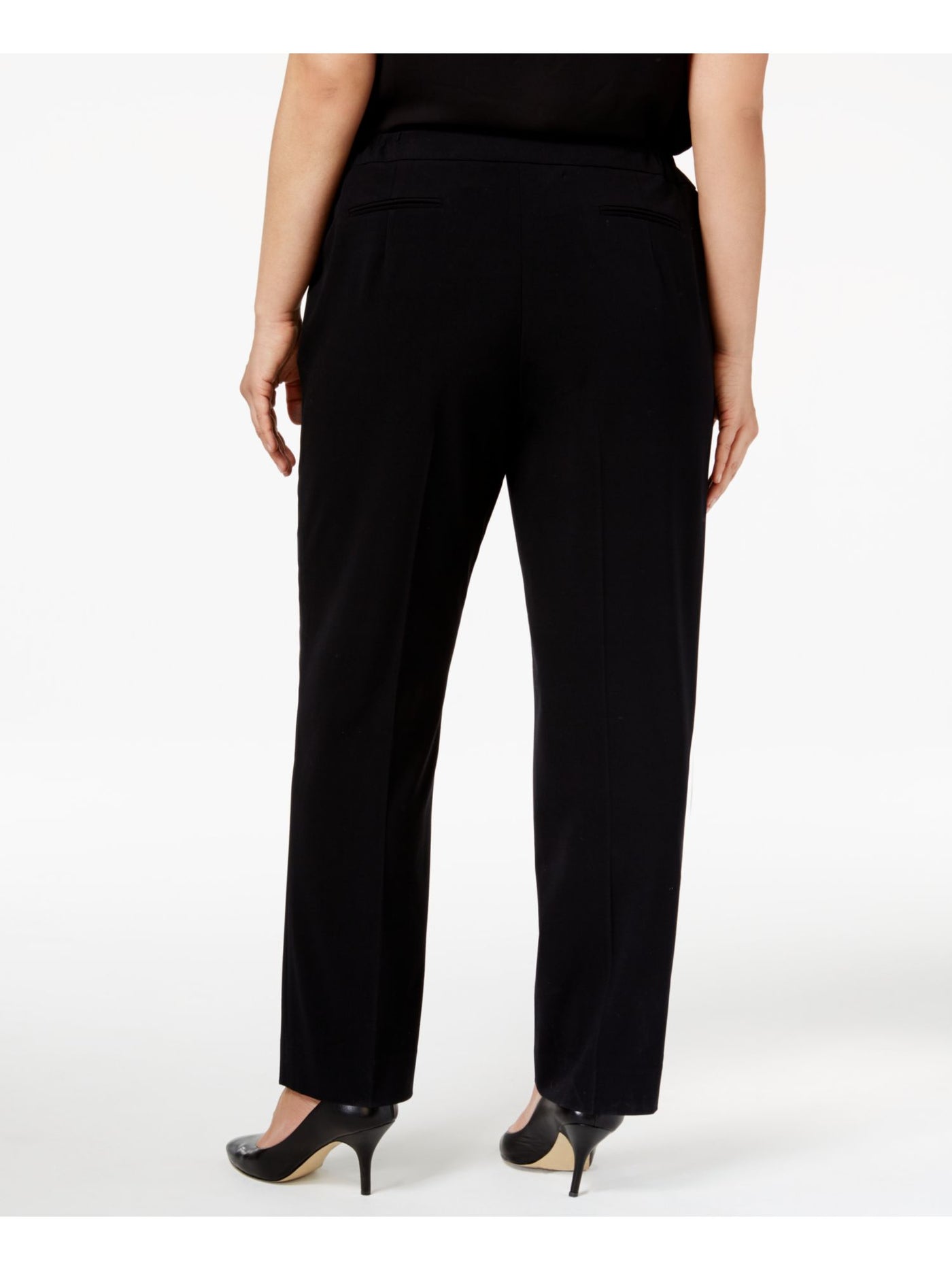 ANNE KLEIN Womens Black Zippered Wear To Work Straight leg Pants Plus 24W