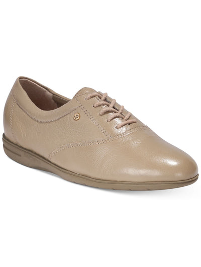 EASY SPIRIT Womens Beige Flexible Cushioned Logo Motion Round Toe Lace-Up Leather Oxford Shoes 5