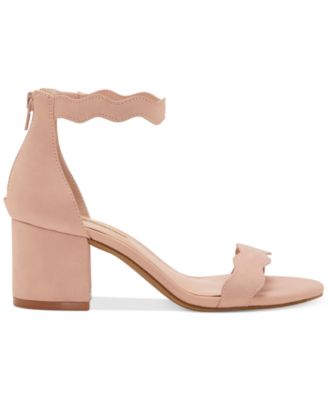 INC Womens Pink Goring Cushioned Ankle Strap Scalloped Hadwin Round Toe Block Heel Zip-Up Dress Heeled Sandal 10 M