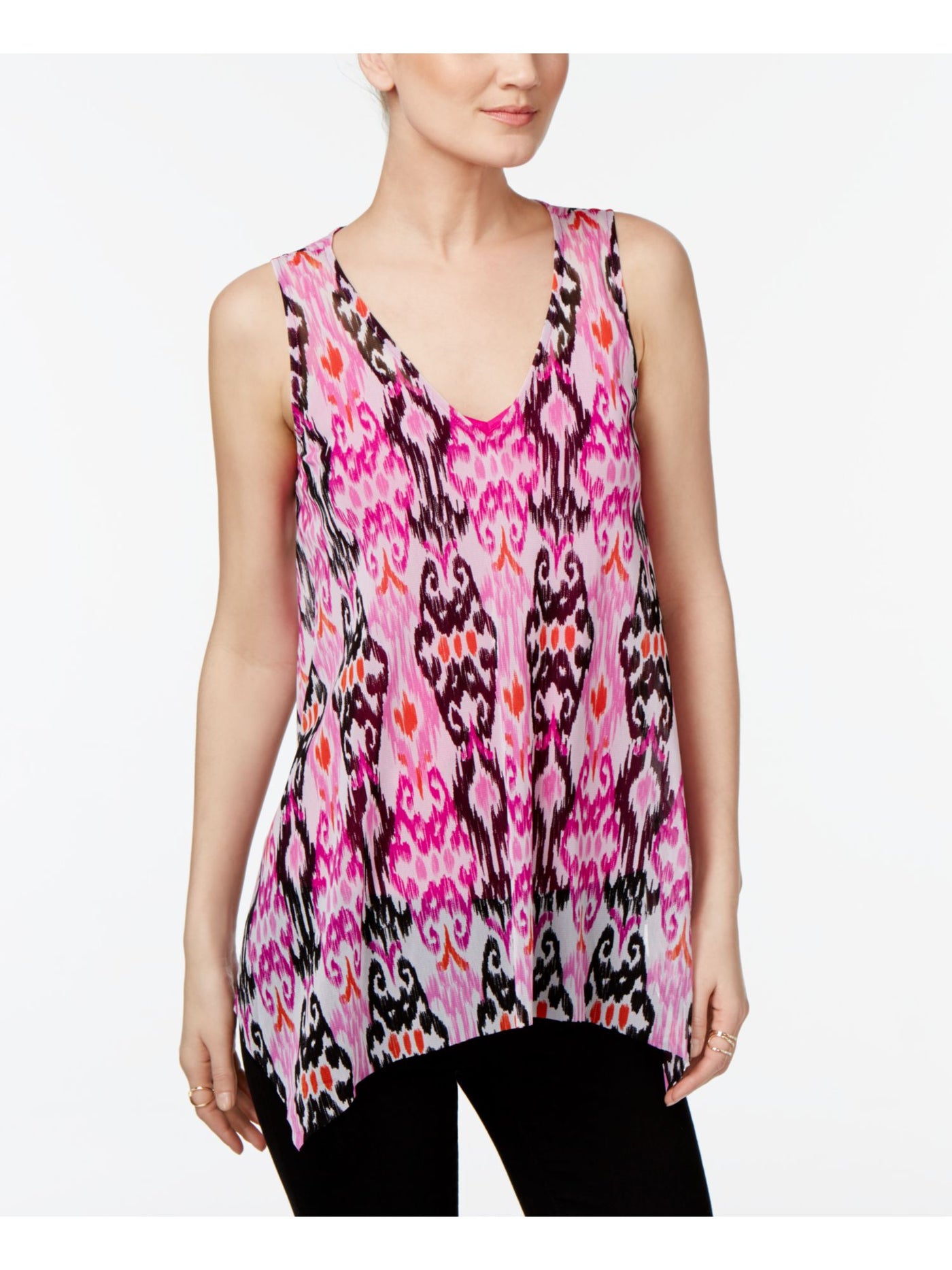 INC Womens W/ Cami Sleeveless V Neck Handkerchief Top