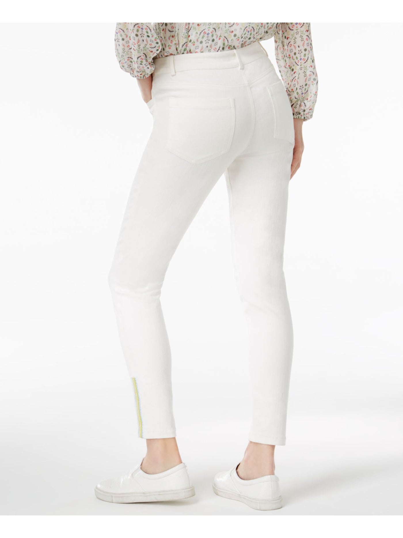 CYNTHIA ROWLEY Womens White Embroidered Skinny Jeans 12