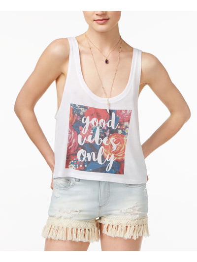 KID-DANGEROUS Womens White Printed Sleeveless Scoop Neck Top M