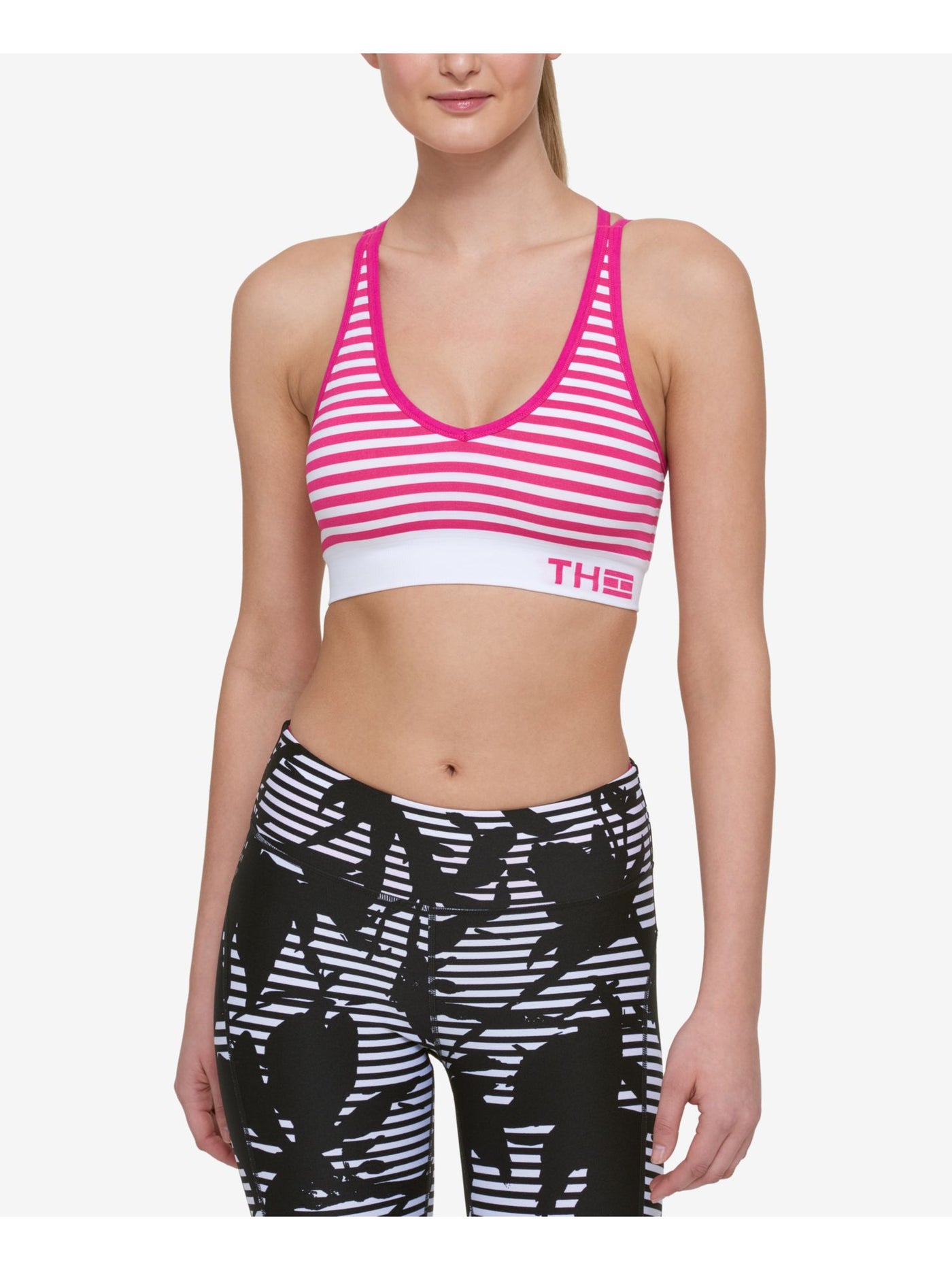 TOMMY HILFIGER Intimates Pink Striped Sports Bra L