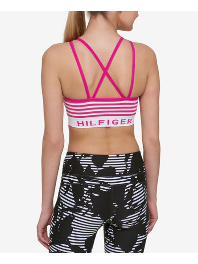 TOMMY HILFIGER Intimates Pink Criss Cross Back Striped Sports Bra XS