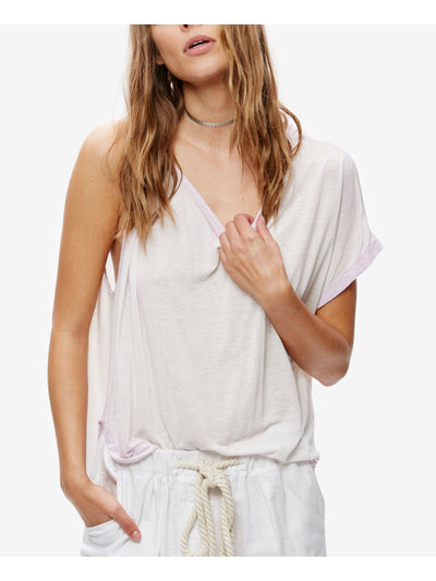 FREE PEOPLE Womens Purple One Shoulder Scoop Neck Hi-Lo Top Size: L