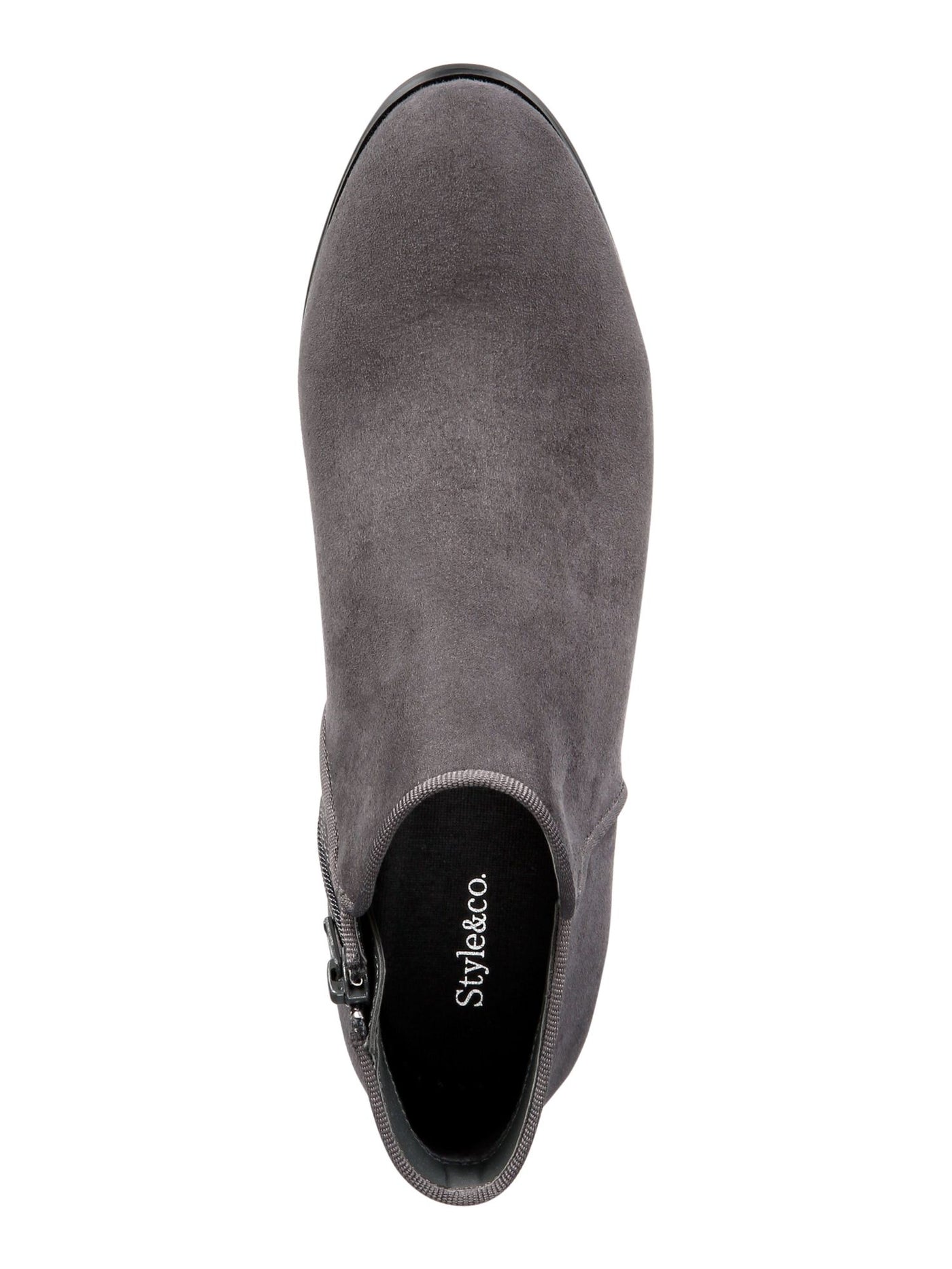 STYLE & COMPANY Womens Gray Cushioned Wileyy Almond Toe Block Heel Zip-Up Booties 7.5 W