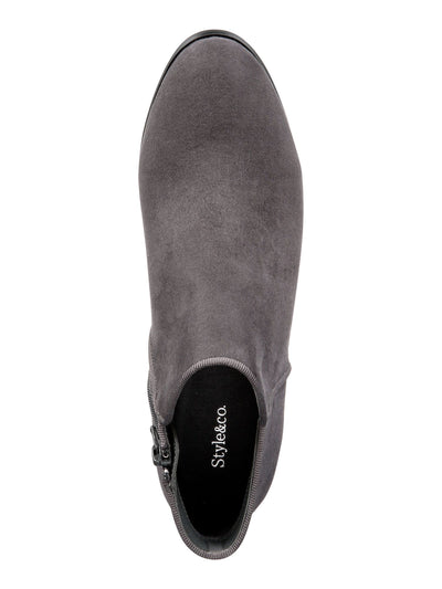 STYLE & COMPANY Womens Gray Padded Wileyy Almond Toe Block Heel Zip-Up Booties 7.5 W