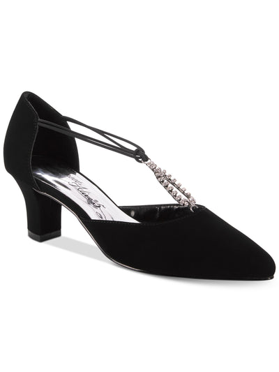 EASY STREET ALIVE AT 5 Womens Black Rhinestone Strappy Moonlight Pointed Toe Sculpted Heel Slip On Dress Sandals Shoes 8.5 M