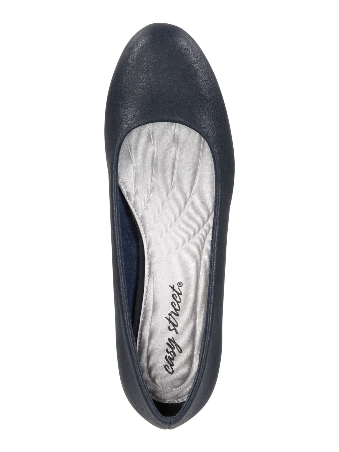 EASY STREET Womens Navy Cushioned Proper Round Toe Block Heel Slip On Pumps Shoes 7.5 WW