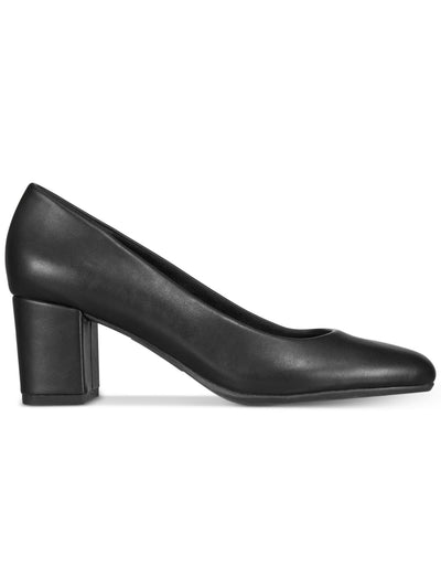 CASEY Womens Black Cushioned Proper Round Toe Block Heel Slip On Pumps Shoes 10 M