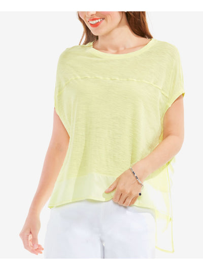 VINCE CAMUTO Womens Yellow Cap Sleeve Boat Neck Top Size: L