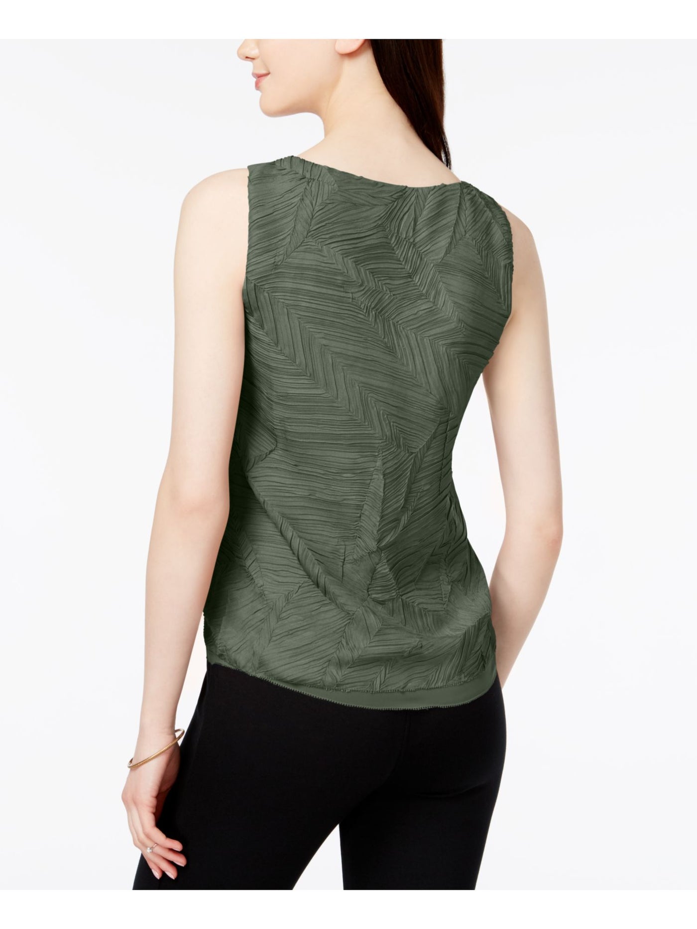 BAR III Womens Green Pleated Sleeveless V Neck Top Size: XXS