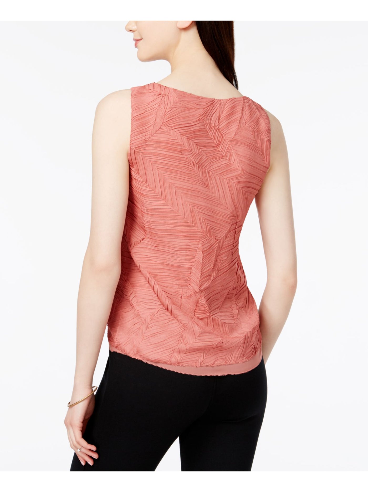 BAR III Womens Pink Pleated Sleeveless V Neck Top S