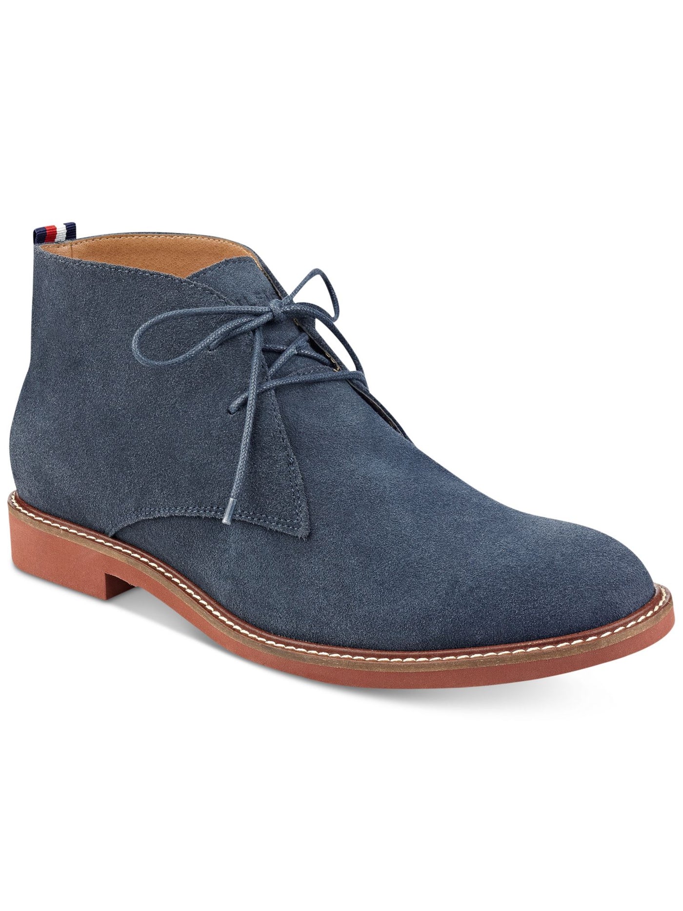 TOMMY HILFIGER Mens Blue Cushioned Lightweight Gervis Round Toe Block Heel Lace-Up Leather Chukka Boots 11