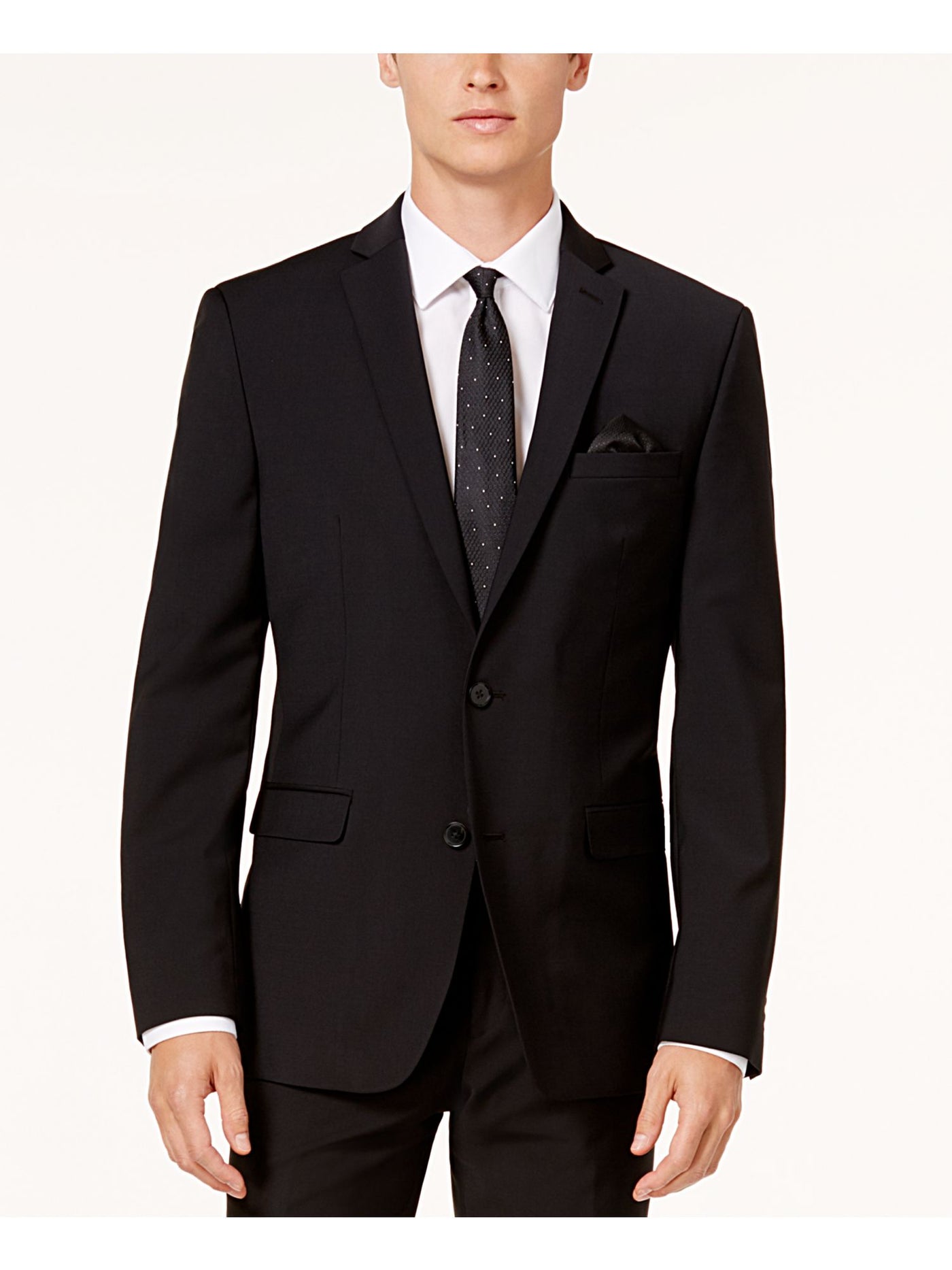 BAR III Mens Black Slim Fit Stretch Suit Separate Blazer Jacket 38R