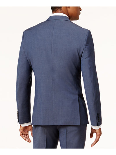 BAR III Mens Blue Lined Single Breasted Stretch Slim Fit Wrinkle Resistant Suit Separate Blazer Jacket 44R