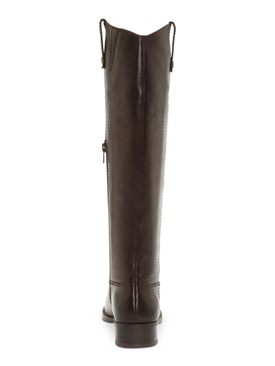 INC Womens Brown Wide Calf Fawne Round Toe Block Heel Zip-Up Leather Riding Boot 6.5 M WC