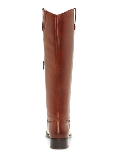 INC Womens Brown Wide Calf Cushioned Studded Fawne Round Toe Block Heel Zip-Up Leather Riding Boot 6 M WC