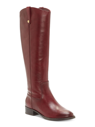 INC Womens Burgundy Elastic Goring Pull Tab At Sides Cushioned Studded Fawne Round Toe Block Heel Zip-Up Leather Riding Boot 6 M