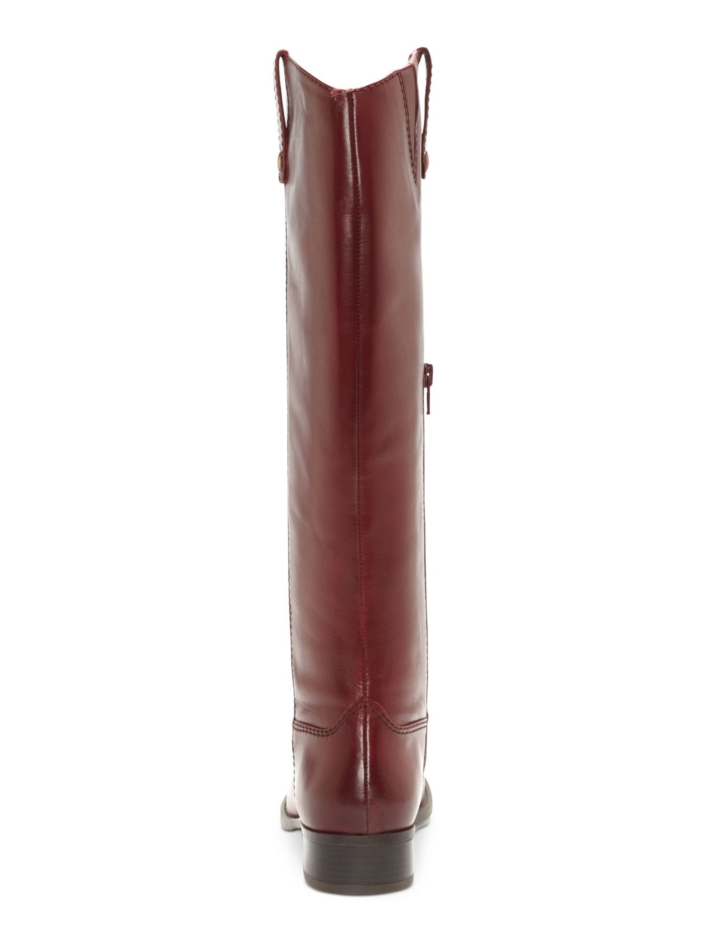 INC Womens Burgundy Elastic Goring Pull Tab At Sides Cushioned Studded Fawne Round Toe Block Heel Zip-Up Leather Riding Boot 6.5 M