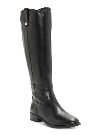 INC Womens Black Round Toe Stacked Heel Zip-Up Leather Boots 7