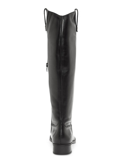 INC Womens Black Fawne Round Toe Stacked Heel Zip-Up Leather Riding Boot 6