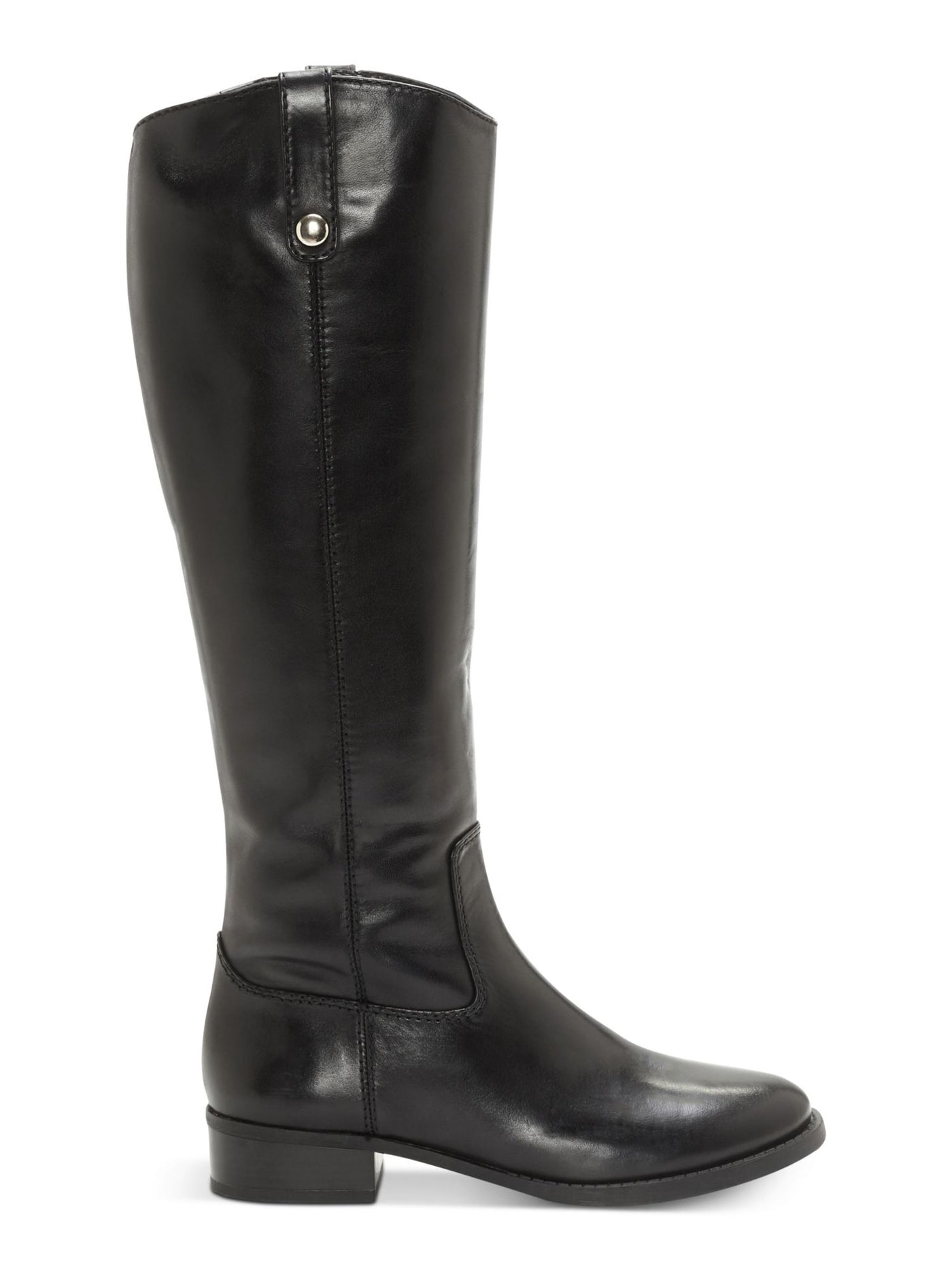 INC Womens Black Fawne Round Toe Stacked Heel Zip-Up Leather Riding Boot 6