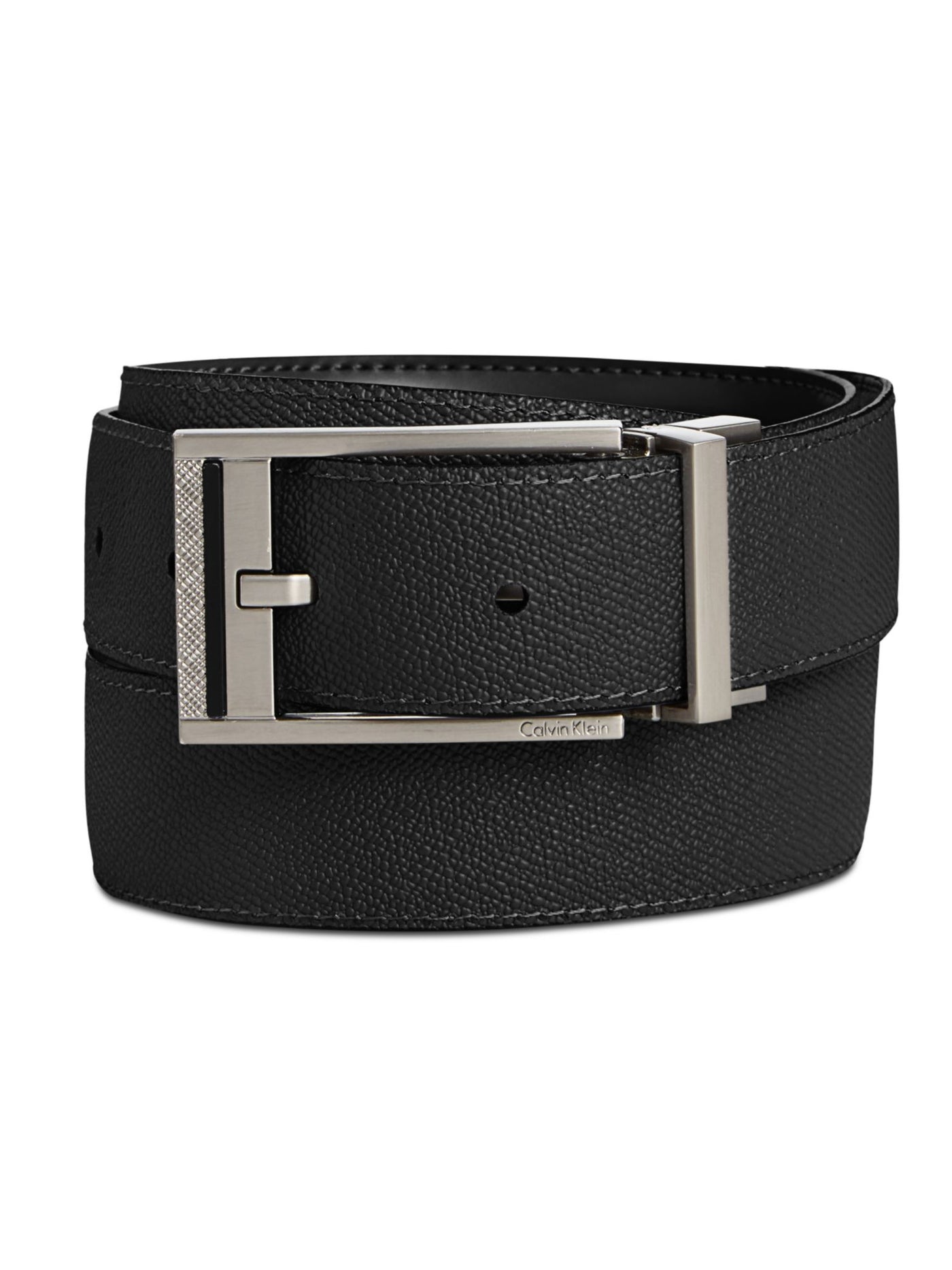 CALVIN KLEIN Mens Black Adjustable Reversible Leather Casual Belt 42