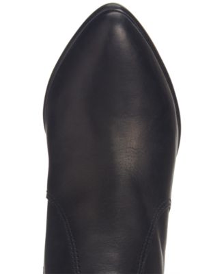 FRYE Womens Black Logo Jennifer Pointed Toe Stacked Heel Zip-Up Leather Booties M