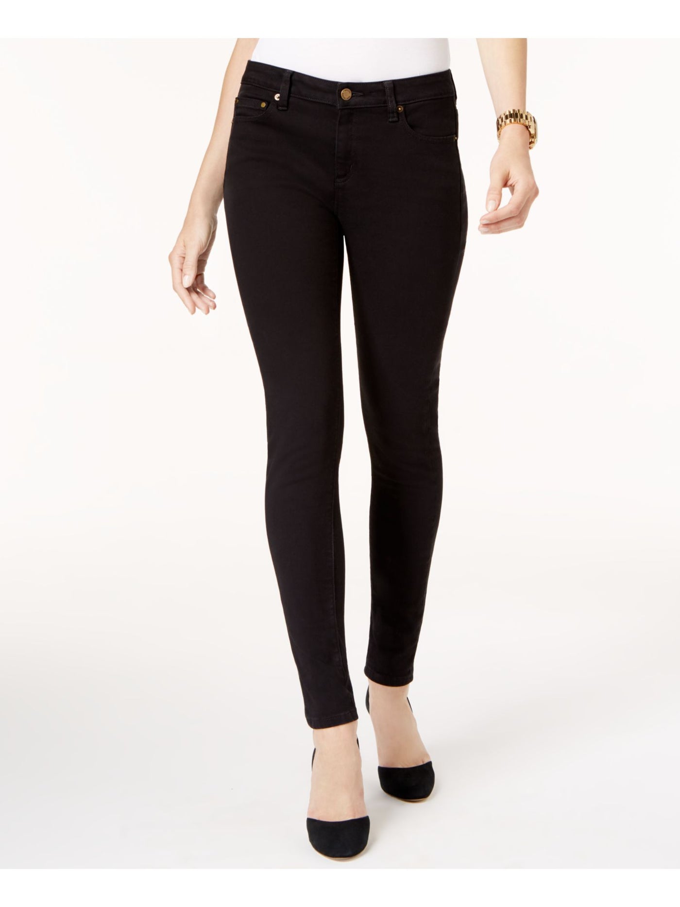 MICHAEL MICHAEL KORS Womens Black Stretch Zippered Pocketed Ankle Length Skinny Jeans 0