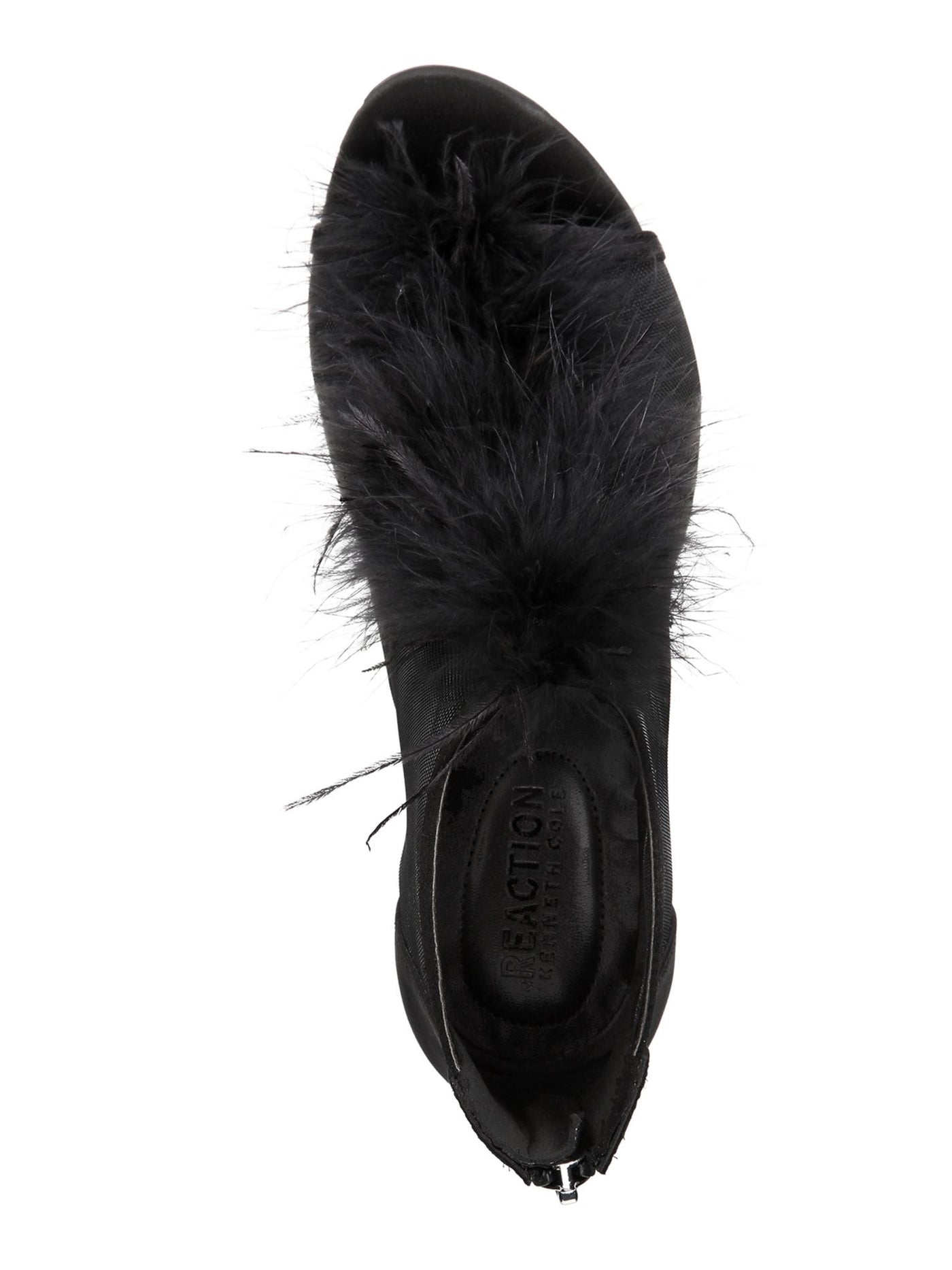 KENNETH COLE Womens Black Mesh Boa Detail Padded Smash Boa Open Toe Stiletto Zip-Up Dress Heels Shoes 6 M