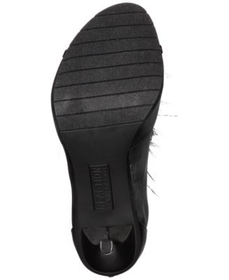 KENNETH COLE Womens Black Mesh Boa Detail Padded Smash Boa Open Toe Stiletto Zip-Up Dress Heels Shoes M