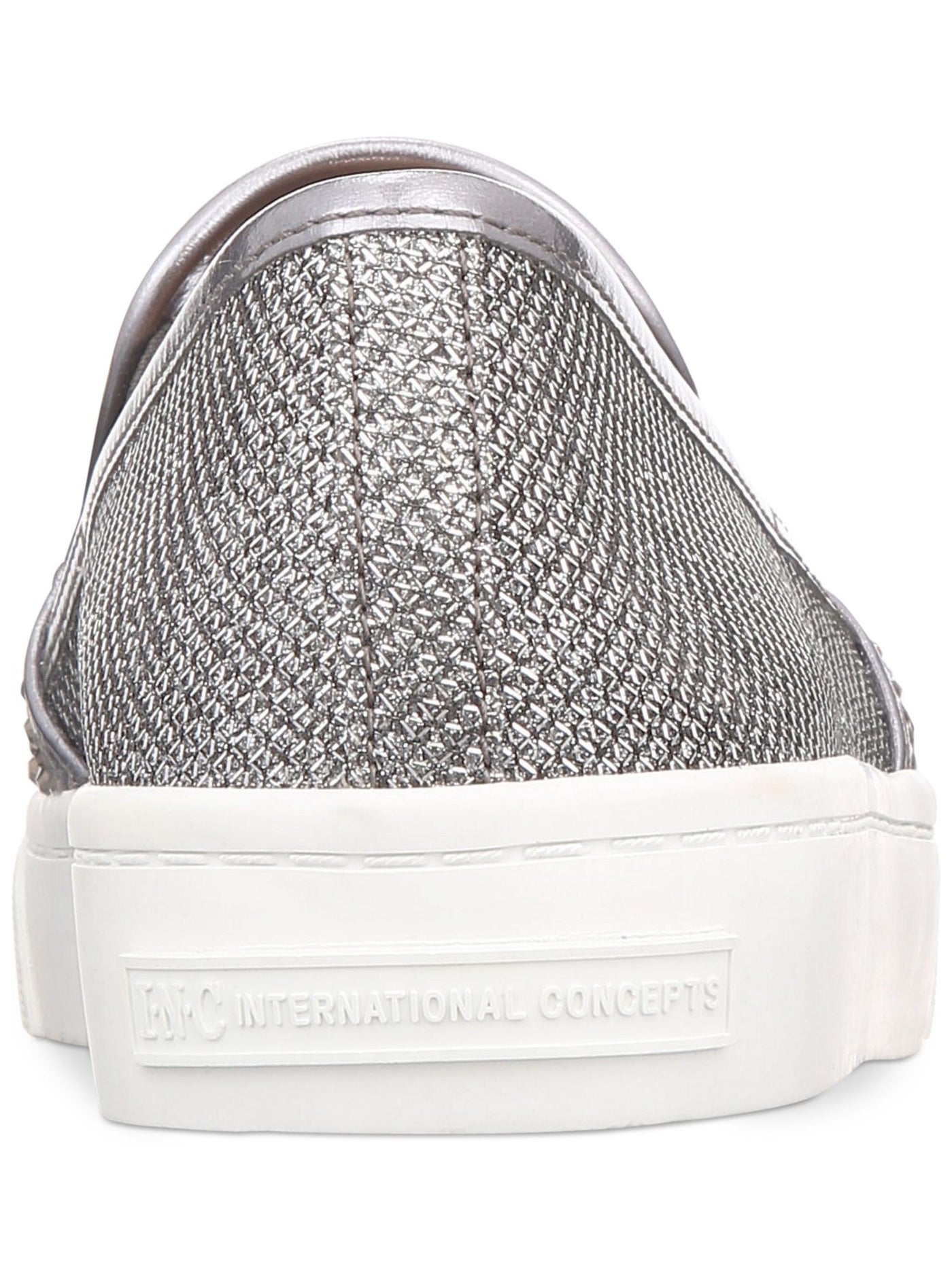 INC Womens Silver Cushioned Rhinestone Goring Sammee Round Toe Platform Slip On Sneakers Shoes 6 M