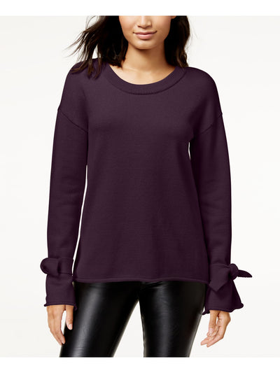 BAR III Womens Purple Long Sleeve Scoop Neck Hi-Lo Sweater XS