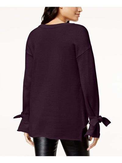BAR III Womens Purple Long Sleeve Scoop Neck Hi-Lo Sweater XS