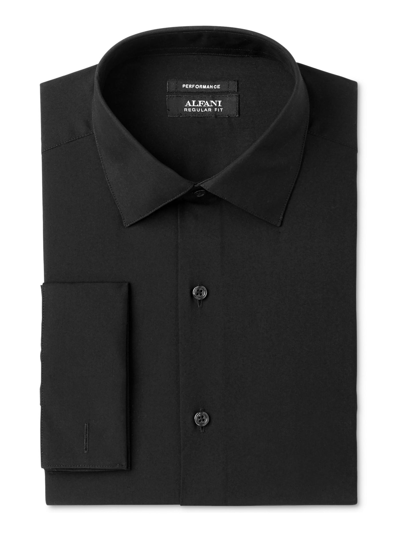ALFANI Mens Black Spread Collar Slim Fit Button Down Shirt XL 17-17.5 36\37