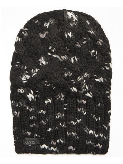 KENSIE Womens Black Acrylic Knitted Ribbed Winter Beanie Hat Cap