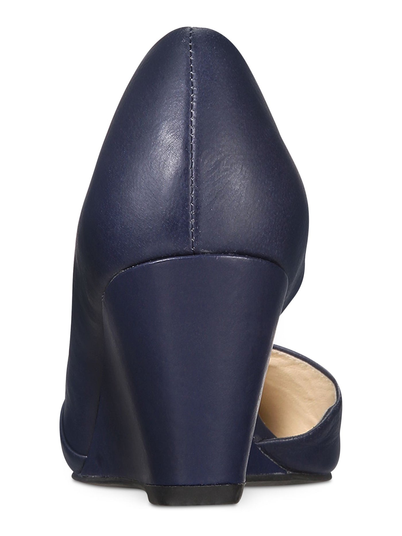 KENNETH COLE NEW YORK Womens Navy D Orsay Comfort Ellis Pointed Toe Wedge Slip On Leather Pumps Shoes 7.5