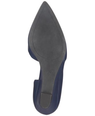 KENNETH COLE NEW YORK Womens Navy D Orsay Comfort Ellis Pointed Toe Wedge Slip On Leather Pumps Shoes