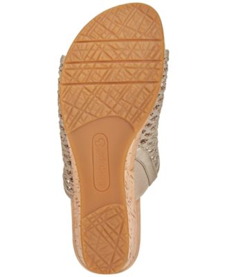 BARETRAPS Womens Beige Cork Covered Wedge Padded Flossey Almond Toe Slip On Slide Sandals Shoes M